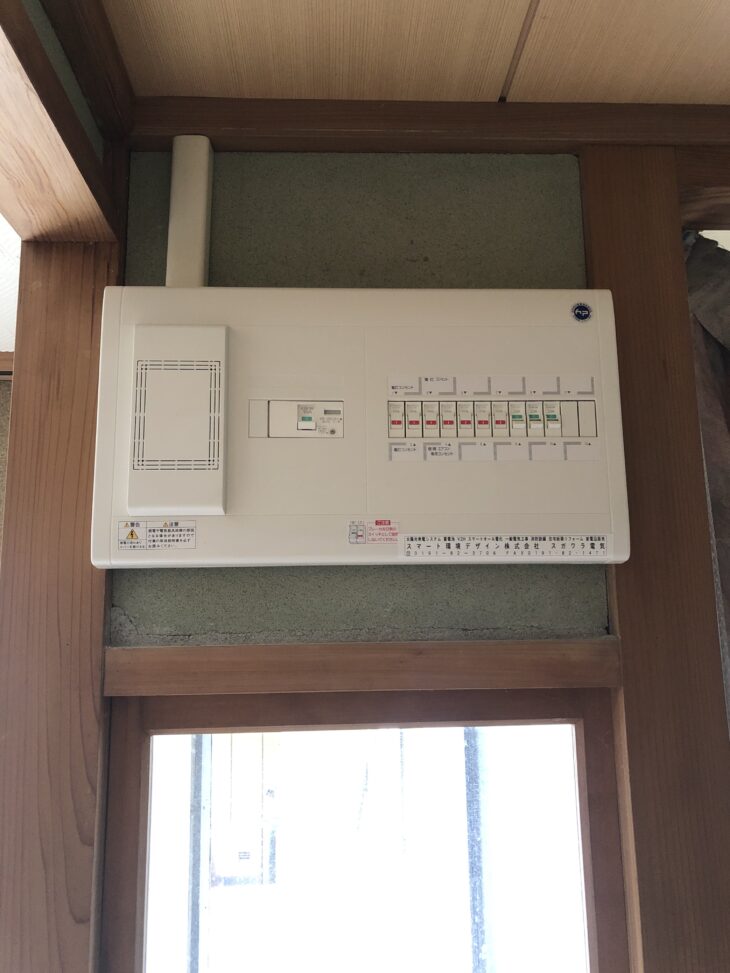   一関市花泉町　アンペア変更工事　分電盤交換　エアコン電源専用回路配線工事